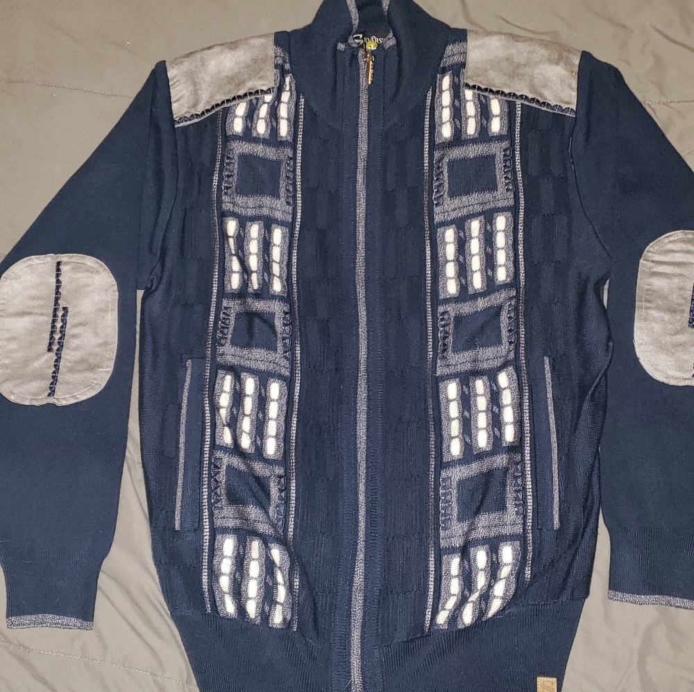 SilverSilk Zip up Sweater Blue